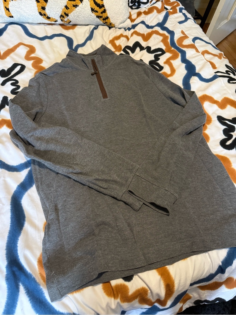 Joseph Abound Gray and Brown Quarter Zip Sweater Mens Size M